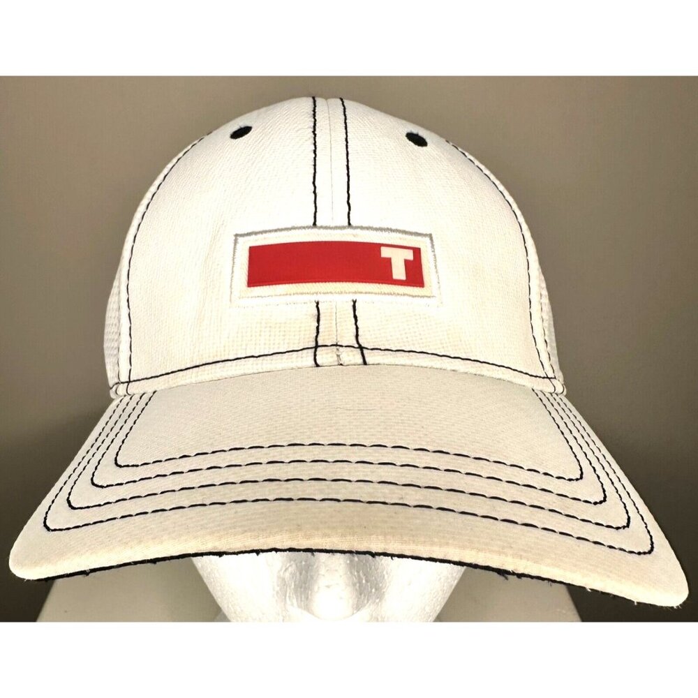True Linkswear Golf Hat Cap L/XL 6 Panel White Embroidered Fitted A-Flex